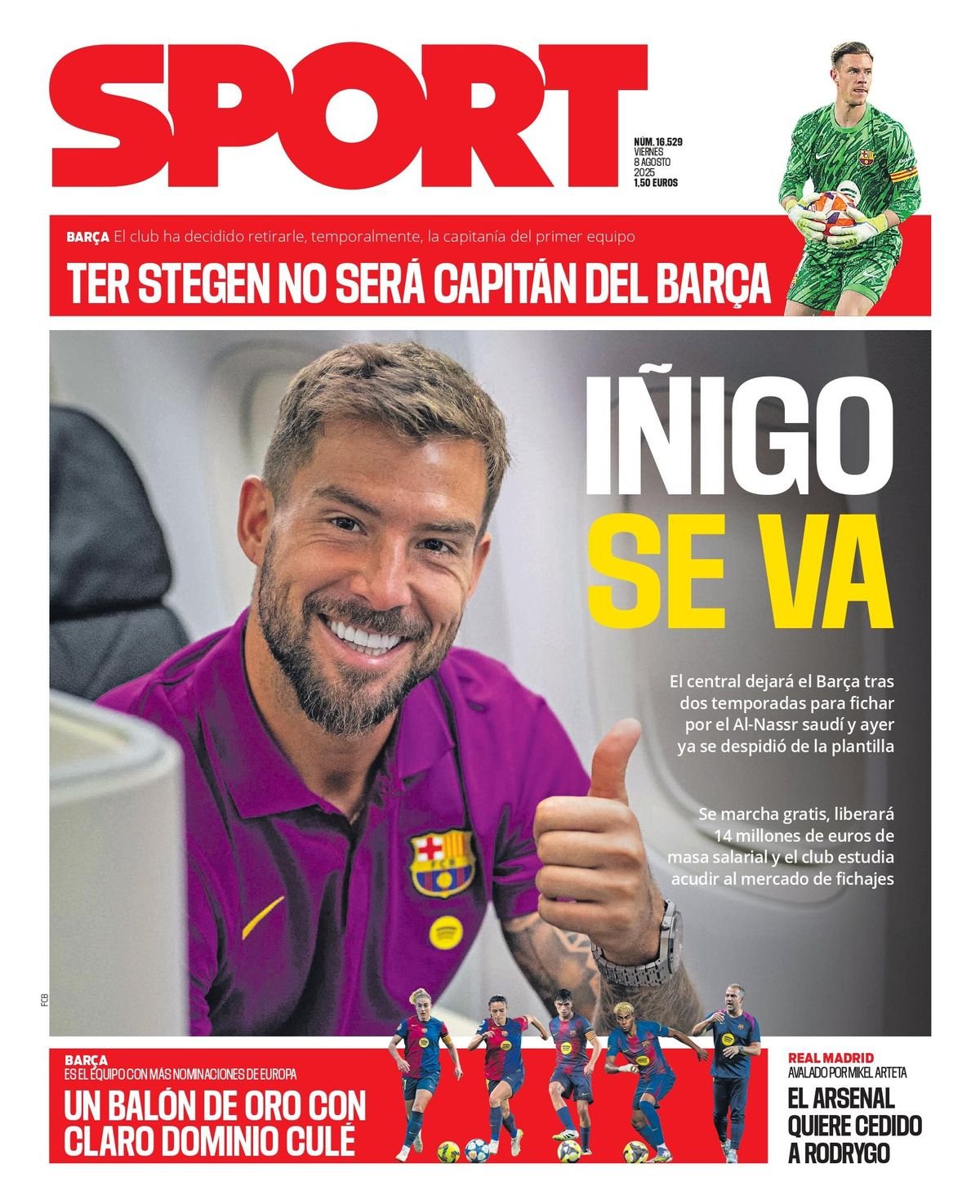 Esta es la portada de SPORT de hoy viernes, 8 de agosto de 2025