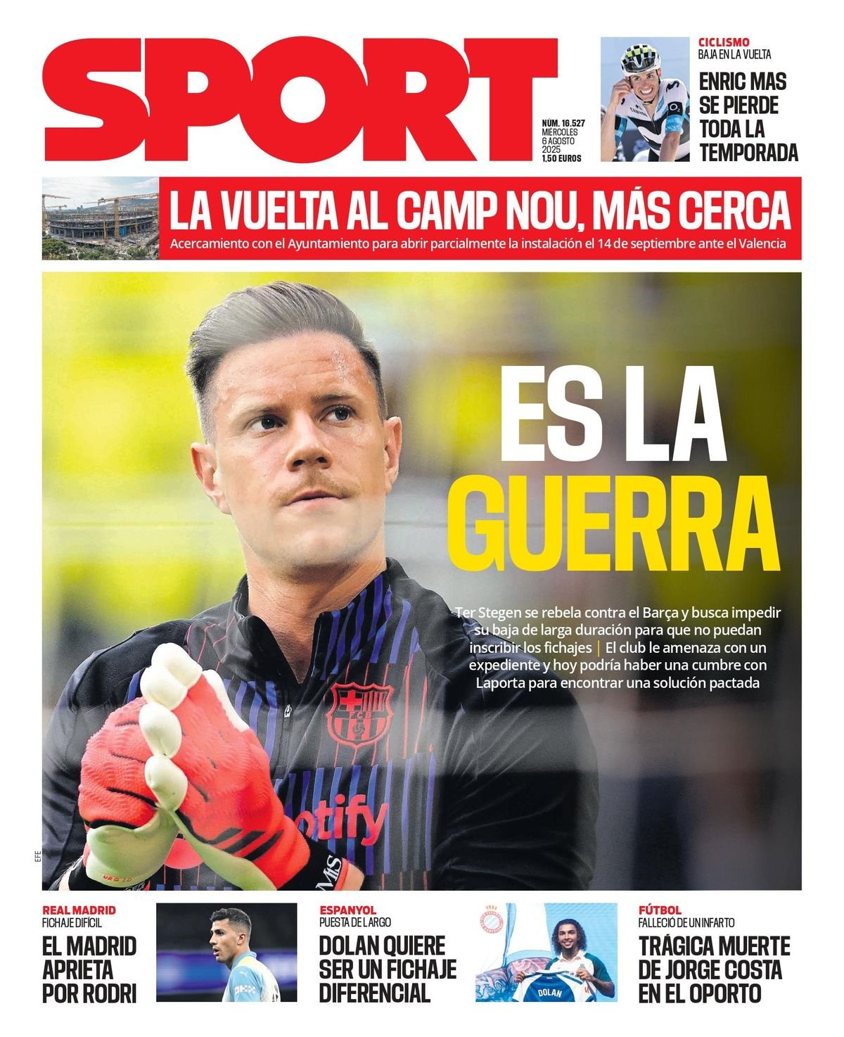 Esta es la portada de SPORT de hoy miércoles, 6 de agosto de 2025