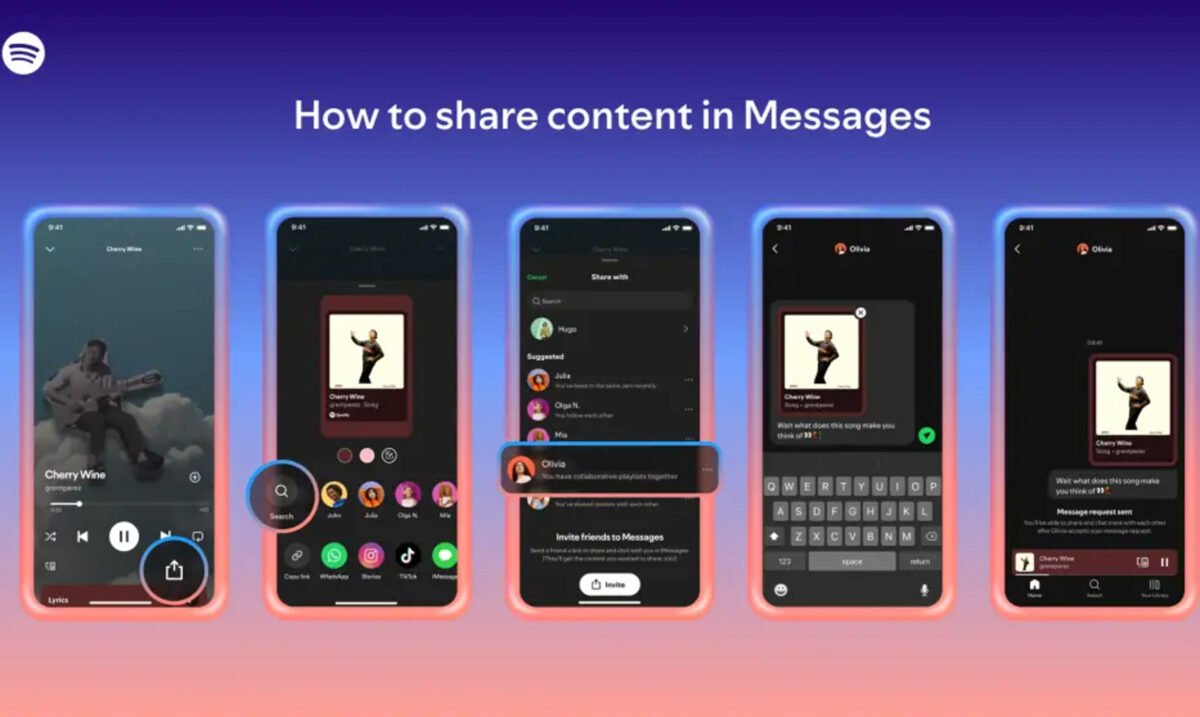 Spotify lanzó nueva función para enviar contenido sin salir de la app 