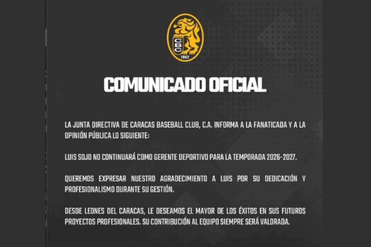 Leones del Caracas anunció la salida de Luis Sojo como gerente deportivo