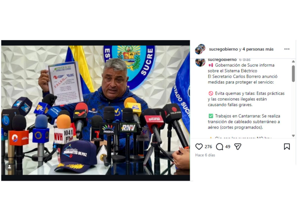 ¿Corpoelec estableció racionamiento eléctrico de ocho horas en Sucre?