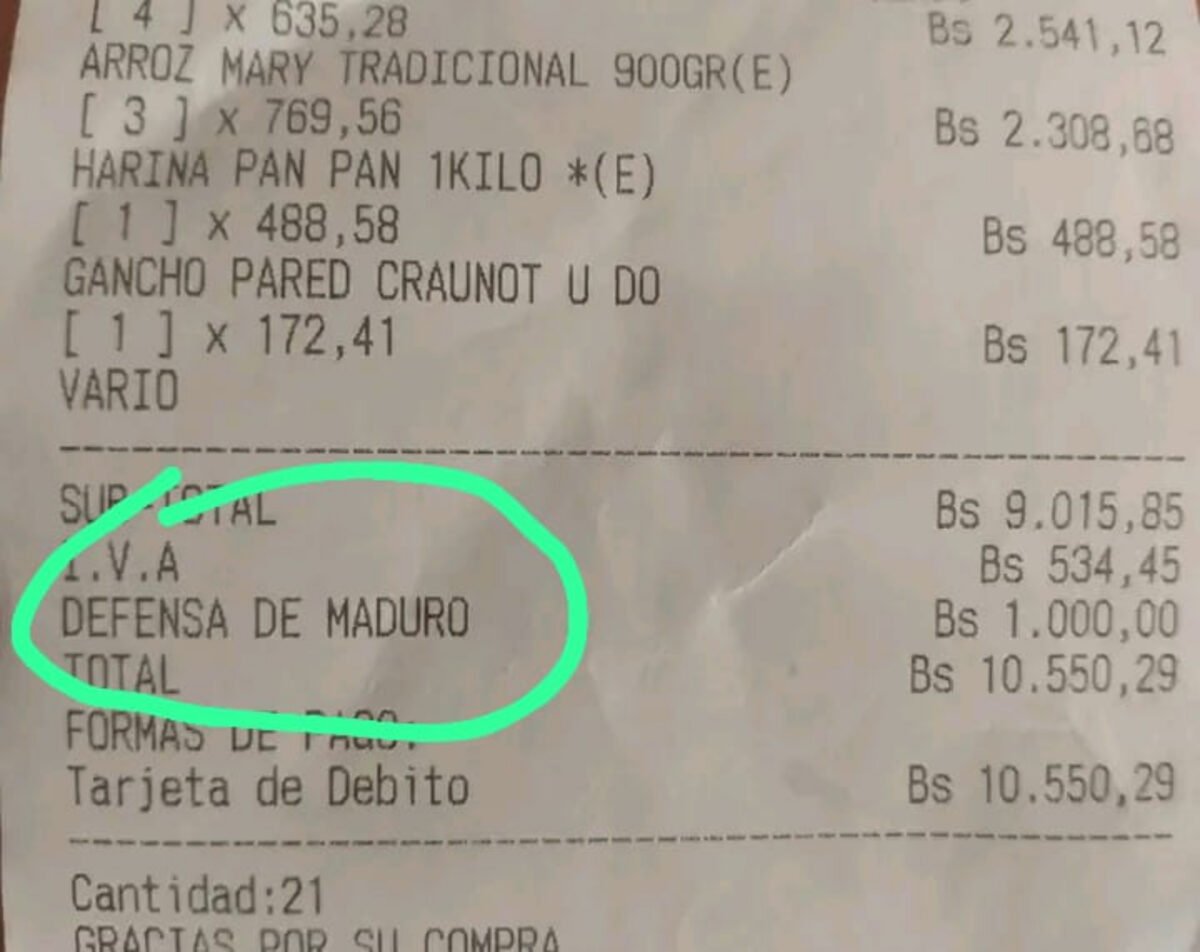 ¿Existe en Venezuela un impuesto llamado “Defensa de Maduro” reflejado en facturas de compra?