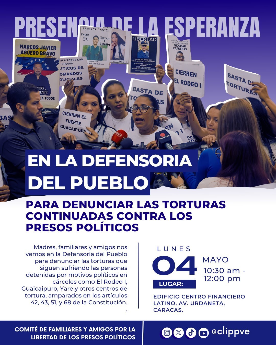 Familiares de presos políticos acudirán a la Defensoría del Pueblo para denunciar torturas en centros de detención