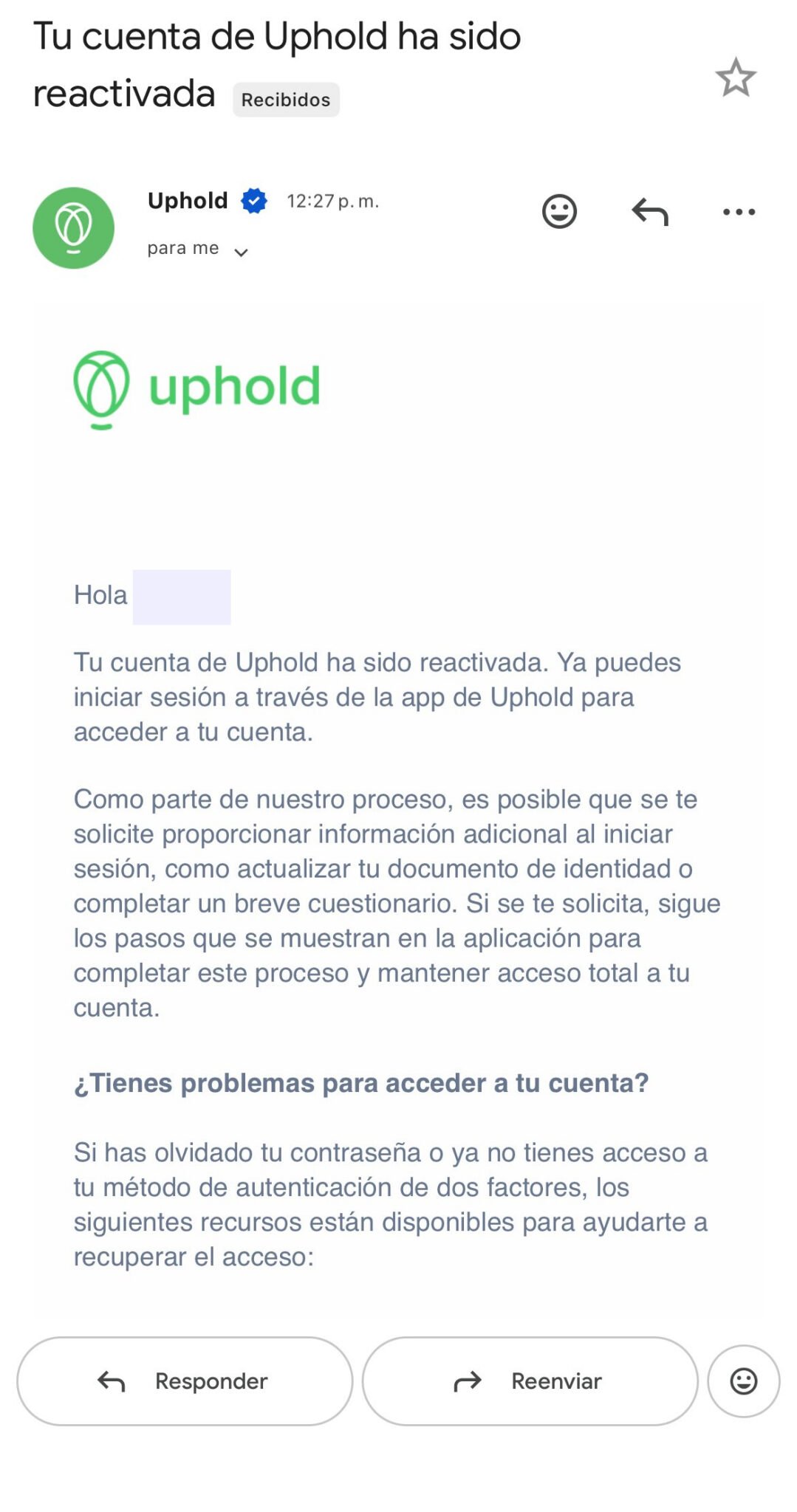 Usuarios de Venezuela reportaron la reactivación de cuentas de Uphold: los detalles